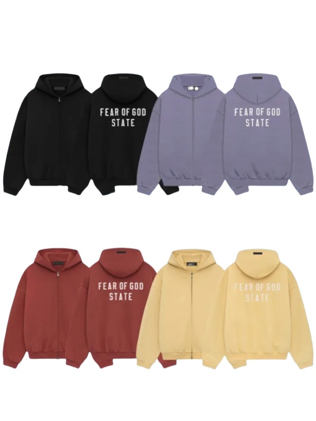 1:1 quality version STATE Embroidered Letter Zipper Hoodie 4 colors