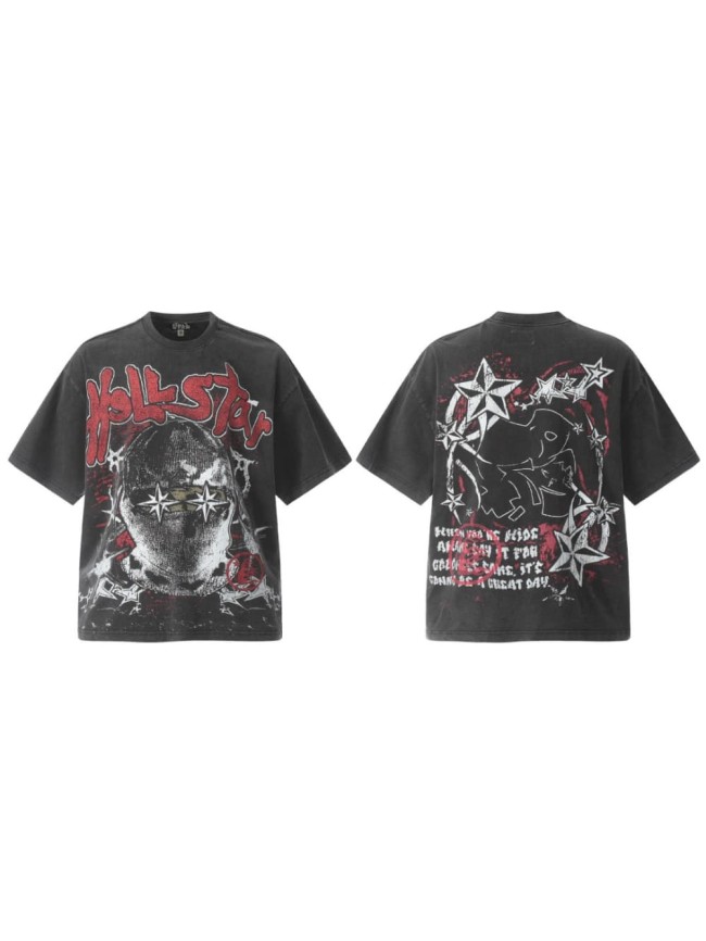 Starburst Masked Figure Print Washed Tee 29092393