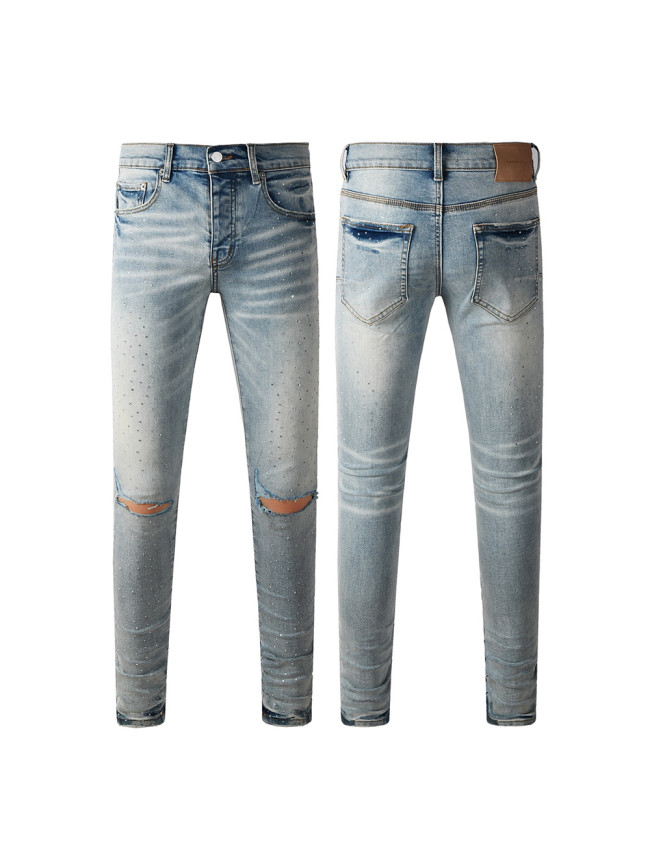 1:1 quality version 27970610 Ripped Jeans with Rhinestones
