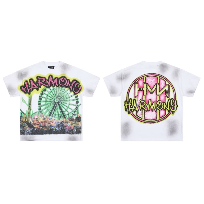 Neon Ferris Wheel Rhinestone Print Washed Tee 29066077