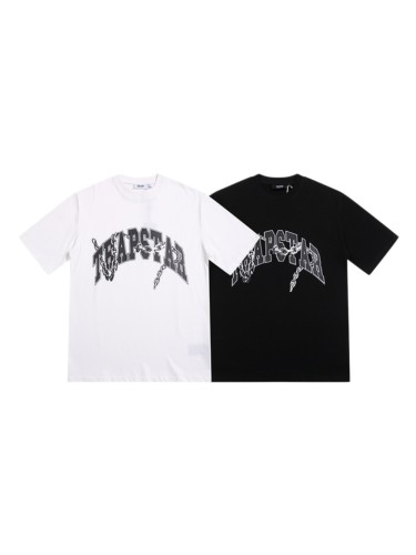 Streetwear Tee with Arch Logo & Silver Chain Print Crew Neck T-Shirt 2 colors 29077364