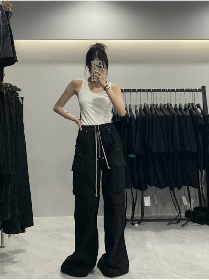 1:1 quality version Large Pocket Cargo Dark Wide-Leg Pants 28881164