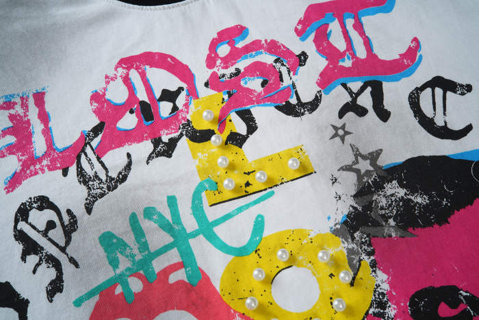 Ghost face portrait with colored Gothic letters, aged and diffused T-shirt 29069432