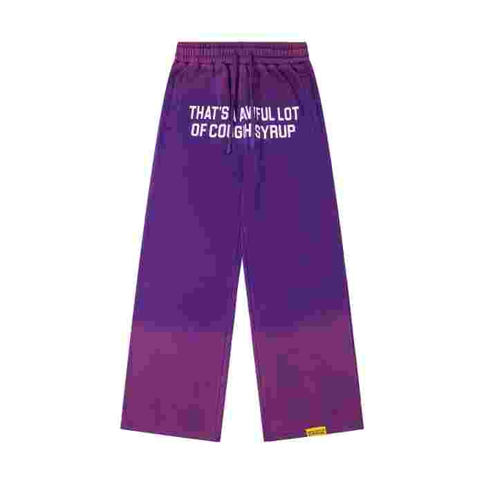 Dyed Purple Gradient Letter Print Zipper Hoodie & Pants Set 29035415