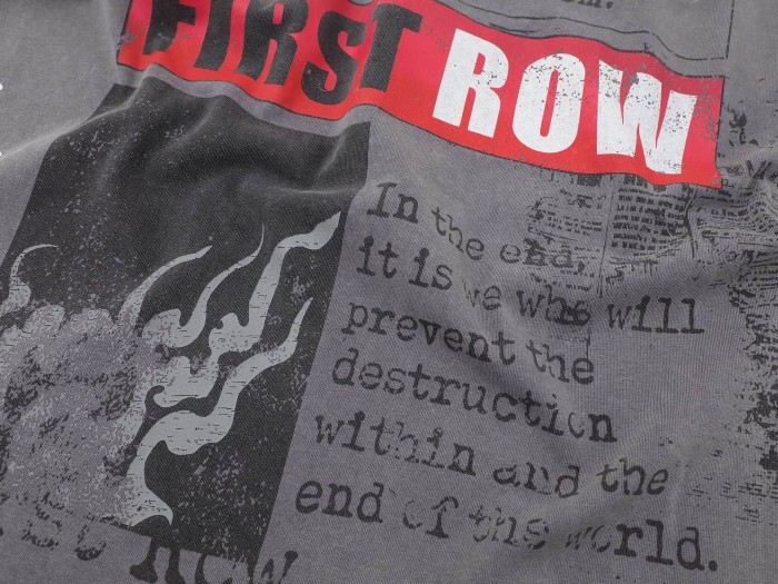 Skull Newspaper Rhinestone Print Washed Version Tee 2 colors 28748592