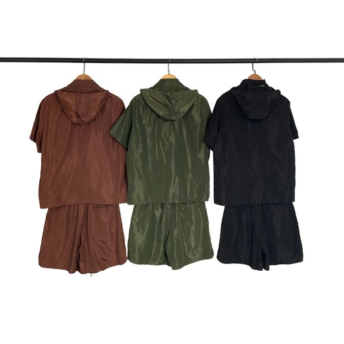 Badge Towel Embroidery Hooded Shirt & Shorts Set 3 colors 28925617