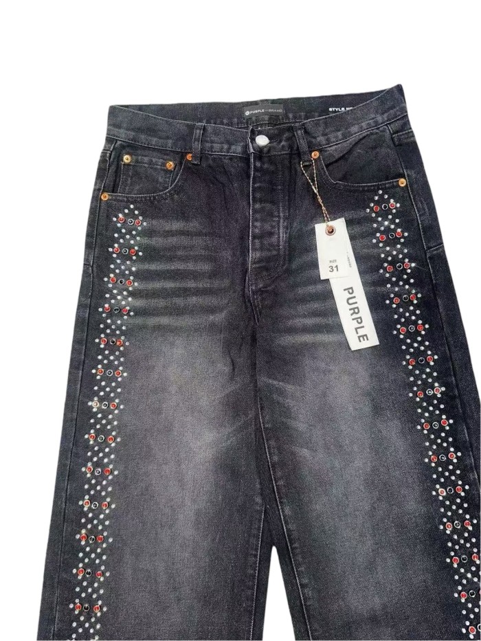 1:1 quality version Both sides Gemstone-Studded Straight-Leg Jeans 2 colors 28758457