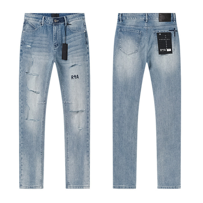 Embroidered Logo Distressed Jeans 28750121