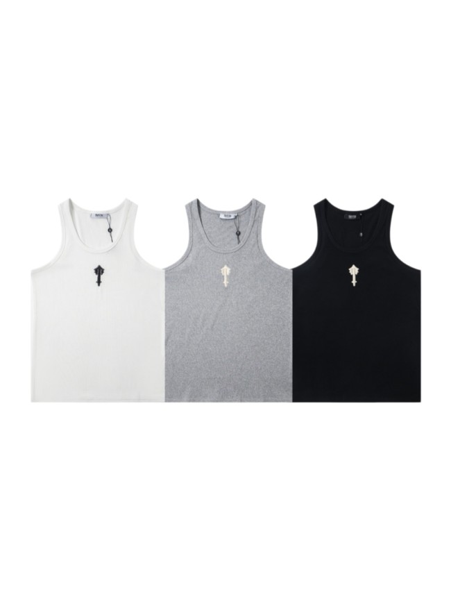 Relaxed Fit American Street Style Ribbed Fabric Trapstar Logo Embroidered Tank Top Vest 29082071