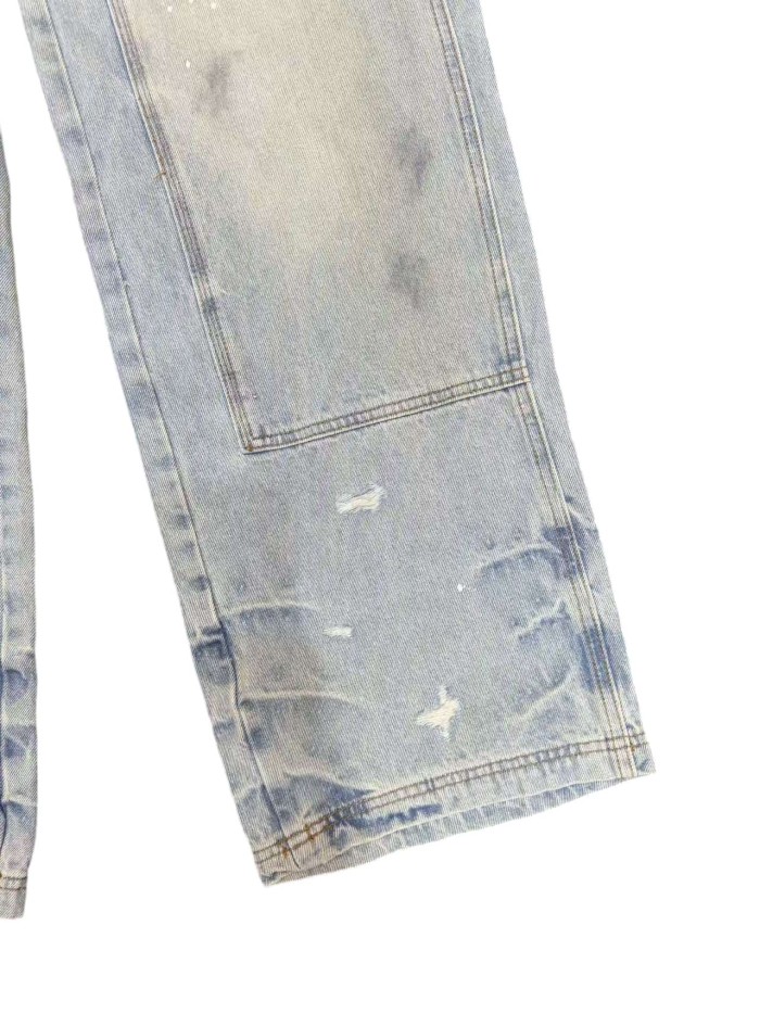 1:1 quality version Distressed Worn Stained Workwear Wide Leg Jeans 29052631
