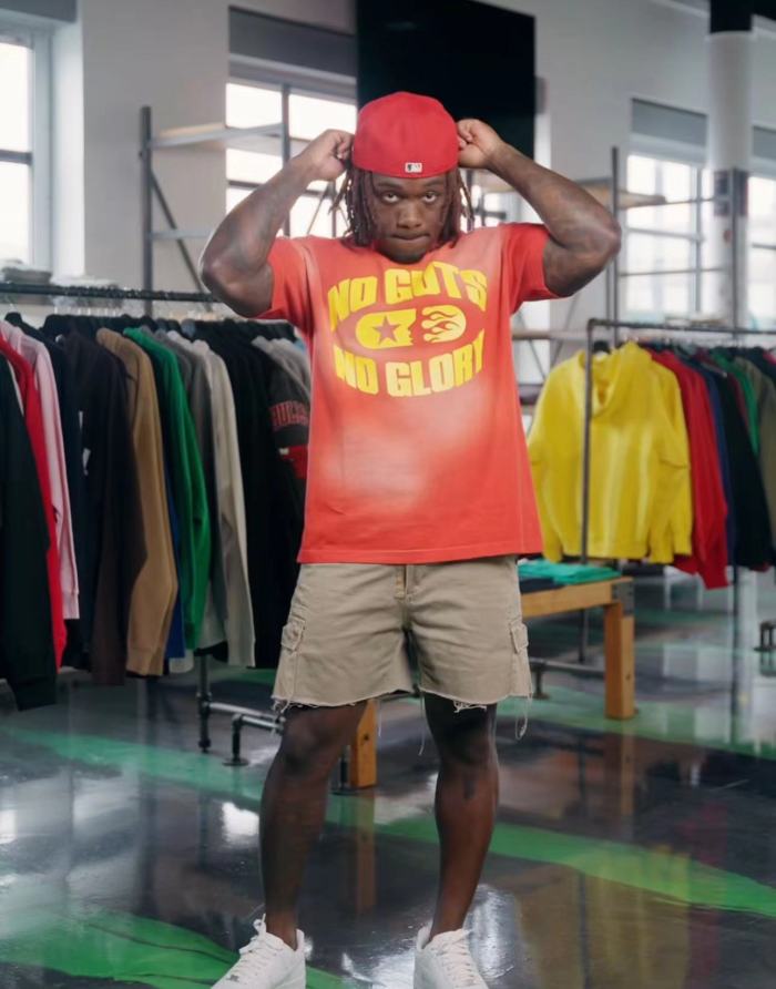 [Big & Tall for weights up to 260 lbs]1:1 quality version Washed Version Red Bright Yellow Logo Tee with NFC tag
