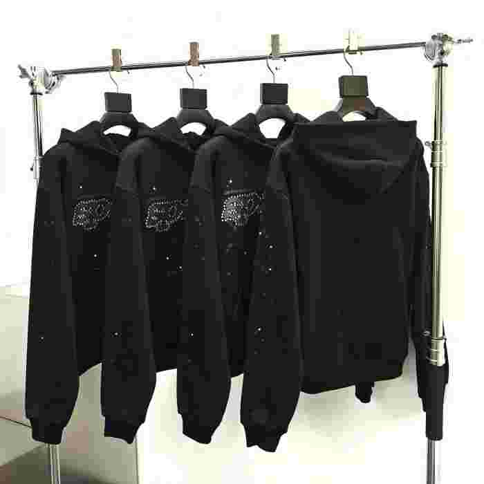 [Big & Tall for weights up to 220 lbs]1:1 quality version Black Letter With Rhinestone V2 Print Hoodie & Pants Set 28971641