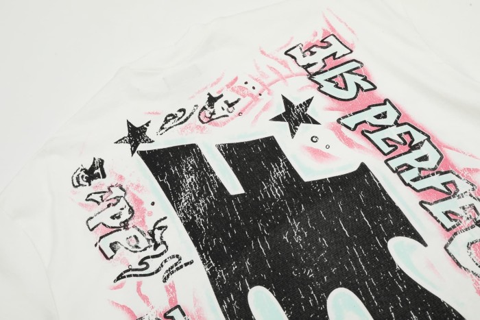 Pink & Green Graffiti Masked Figure Print Washed Tee 2 colors 29090174