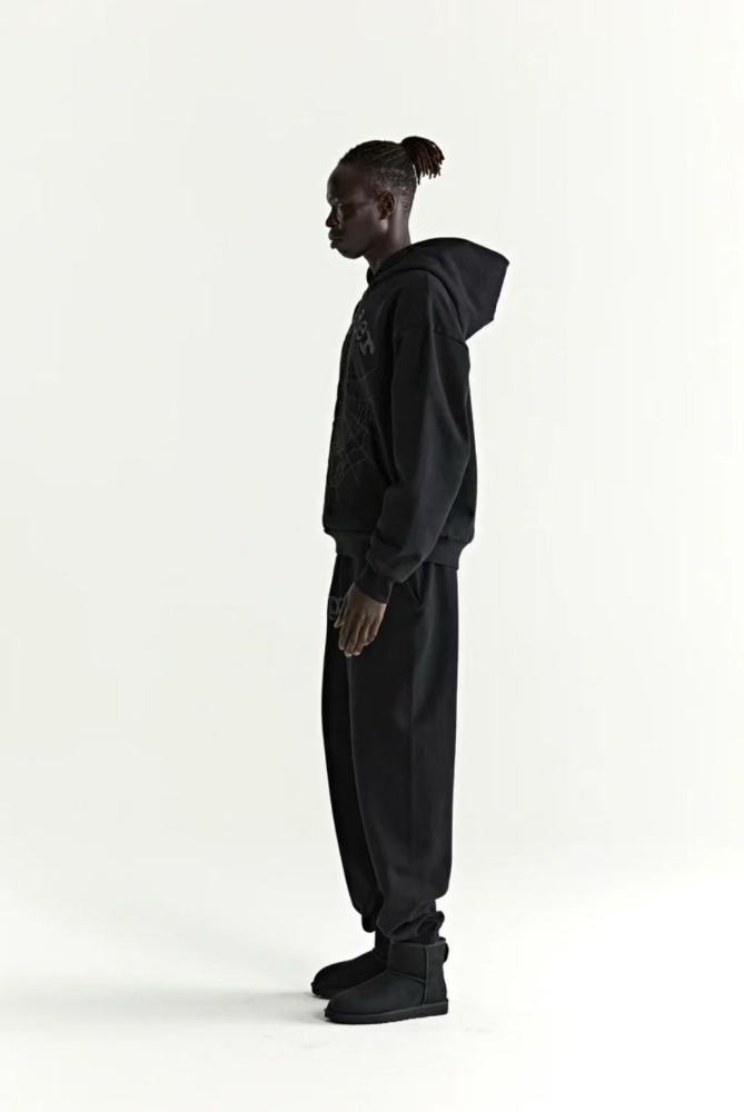 1:1 quality version Black Letter Hoodie & Pants set-Black