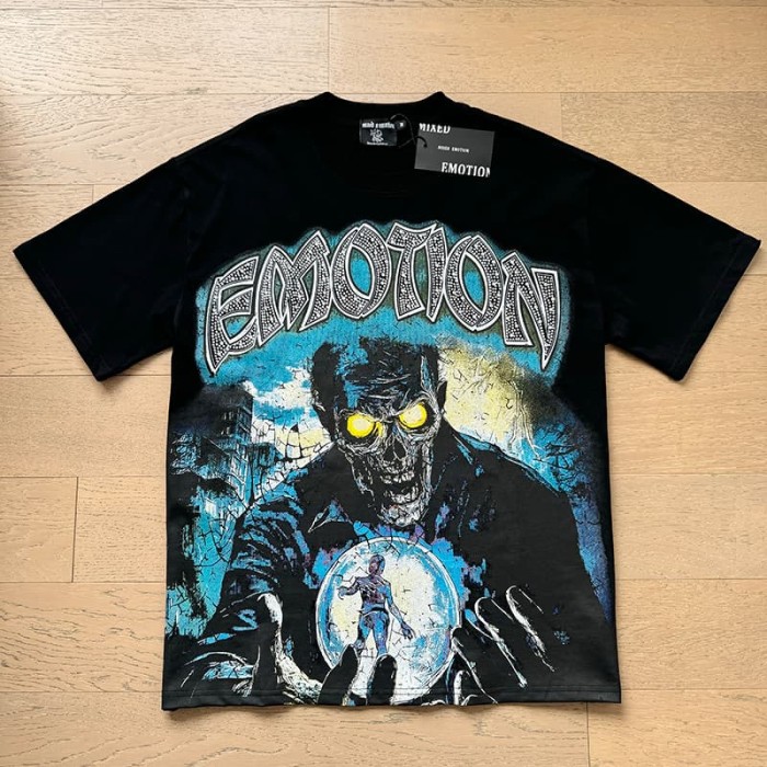 Eerie Zombie Crystal Ball Rhinestone Print Washed Tee 29105651