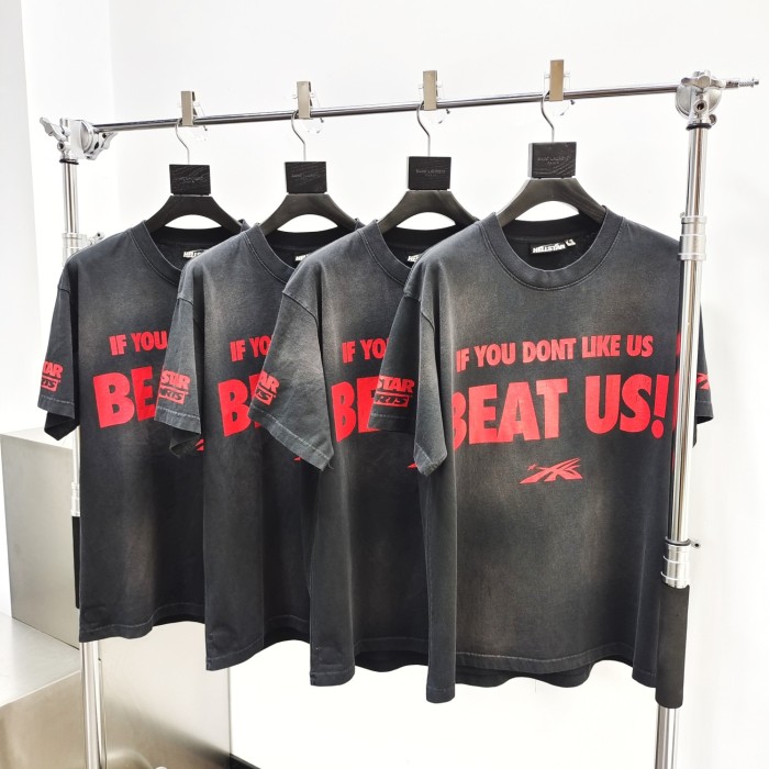 [Big & Tall for weights up to 260 lbs]1:1 quality version HS mottled monogram slogan logo washed version Tee 2 colors with NFC tag