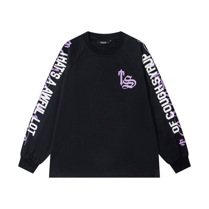 Oversized Edgy Streetwear Gothic Text Print Raglan Long Sleeve T-Shirt 2 colors 29077684