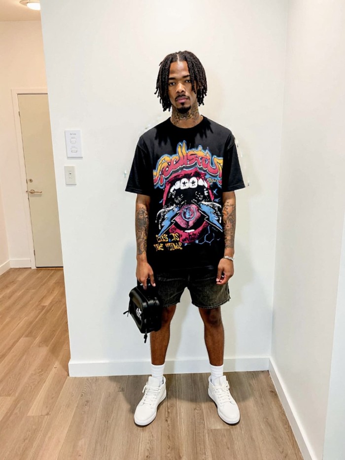 Lightning Rock Lips Print Washed Tee 29092387