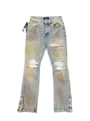 1:1 quality version Beaded Hem Mud Dyed Flared Ripped Jeans 29080655