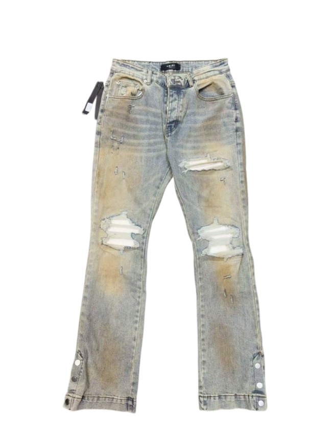 1:1 quality version Beaded Hem Mud Dyed Flared Ripped Jeans 29080655
