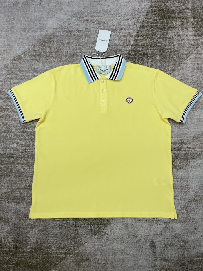 1:1 quality version Blue White and Black Check Colour Block Polo Shirt 2 colors