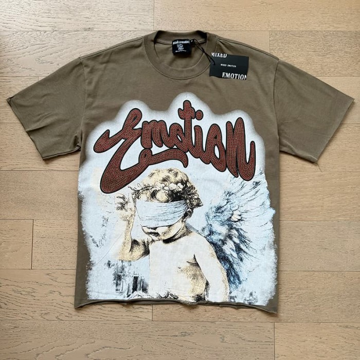 Wreath Blindfolded Cupid Rhinestone Print Washed Tee 29105643