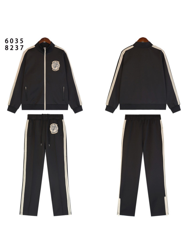 Side-Strap Embroidered Logo Stand-Up Collar Jacket & Pants Set 4 colors 28751574