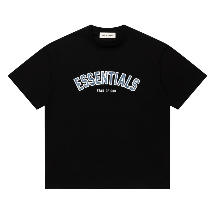 Washed denim blue curved letter white and black loose T-shirt 2 colors 29060619