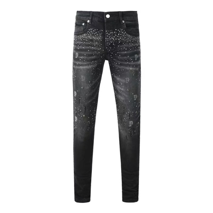 1:1 quality version Star Dot Cross P-Shape Rhinestone Jeans 28920257