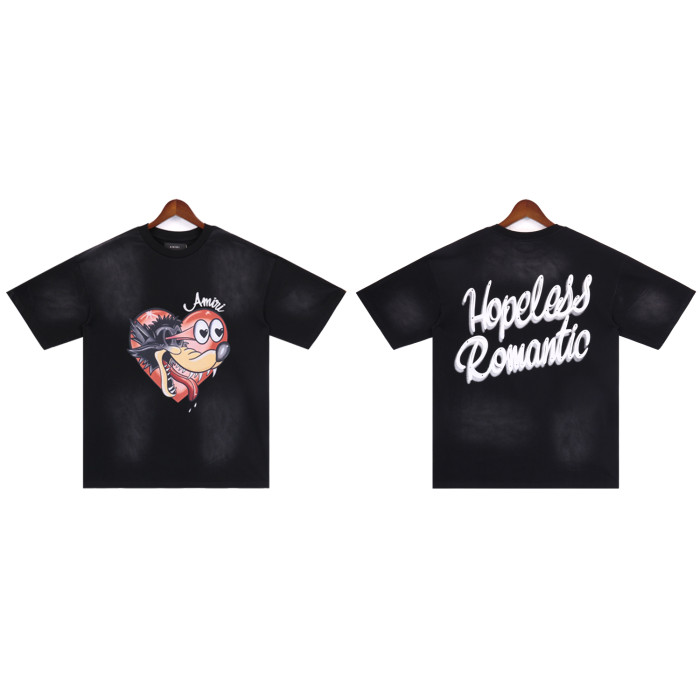 28367340 Wolf Head Logo Print Washed Version tee 2 colors