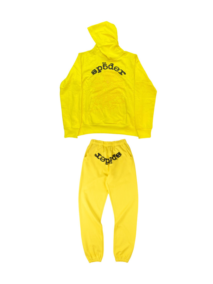New Colors Foam Letters Light Spider Web Hoodie & Pants Set