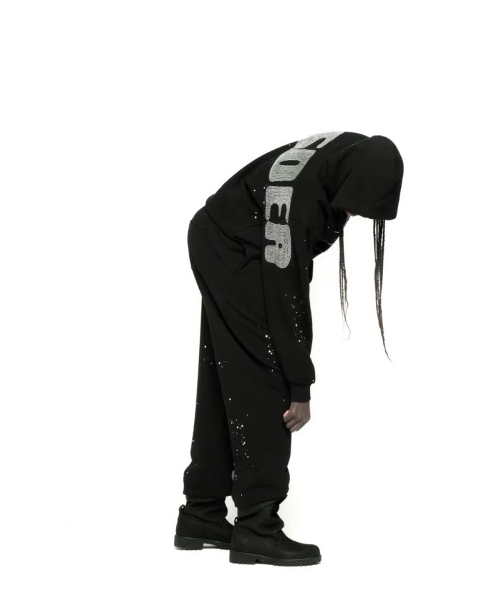 1:1 quality version Diamond Letter Pattern Hoodie & Pants Set 28755443
