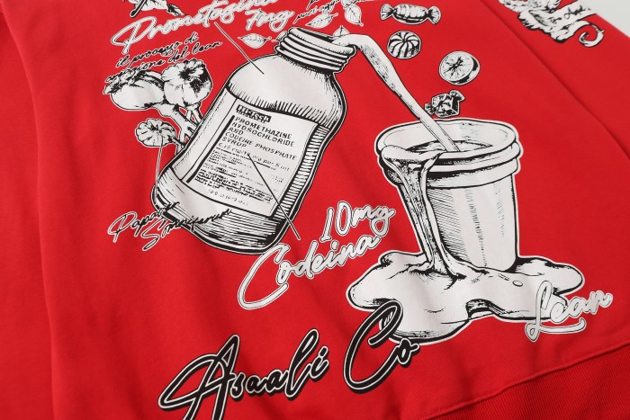 Floral Syrup Bottle Print Hoodie 28680618