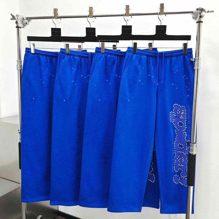 [Big & Tall for weights up to 220 lbs]1:1 quality version Rhinestone Blue Letter Royal Blue Print Hoodie & Pants Set 29045597