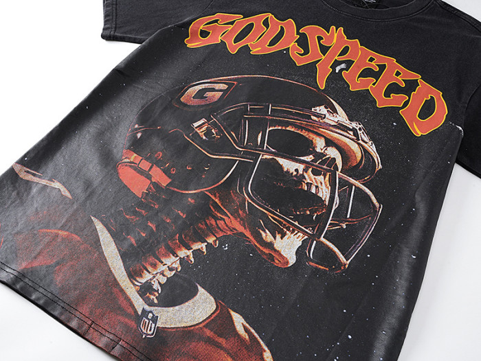 Rugby skull G-shaped logo black vintage short-sleeved T-shirt 29045568