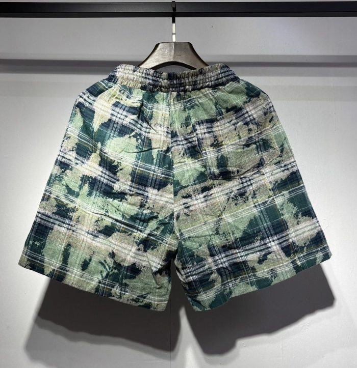 Camo Plaid Bone Embroidery Shirt & Shorts Set 2 colors 29052573