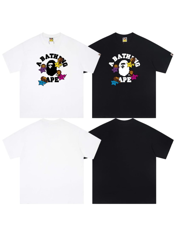 Colorful star monkey print short-sleeved T-shirt 2 colors 29053420