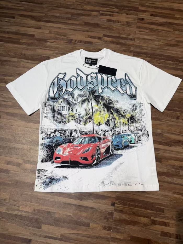 Miami sports car party rhinestone vintage short-sleeved T-shirt 29035187