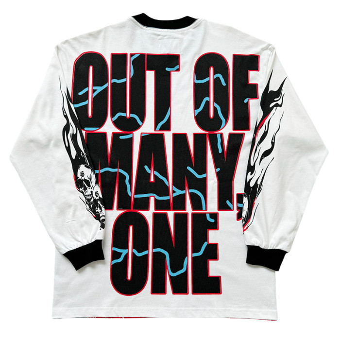 28128574 Gas Station Skull Printed Washed Version Long Sleeve T-Shirt 4 colors