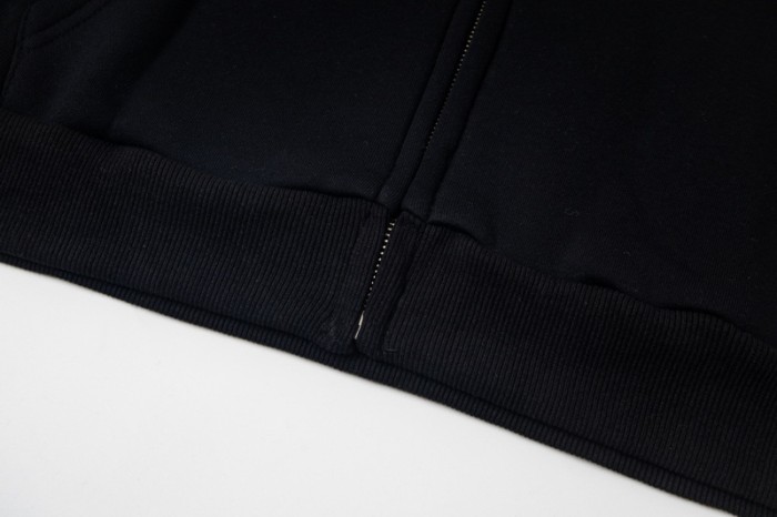 High Street  Arm Letter Print & Logo Embroidery Zip-Up Hoodie 29077574