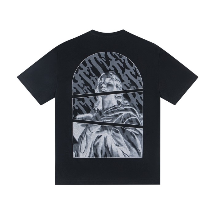Oversized Edgy Streetwear Gothic Logo And Fragmented Art Print T-Shirt 2 colors 29080015