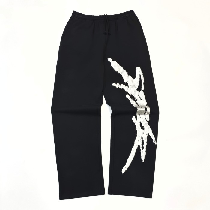 [Big & Tall for weights up to 220 lbs]1:1 quality version Silver Brush Rhinestone Black Hoodie & Pants Set 28893166