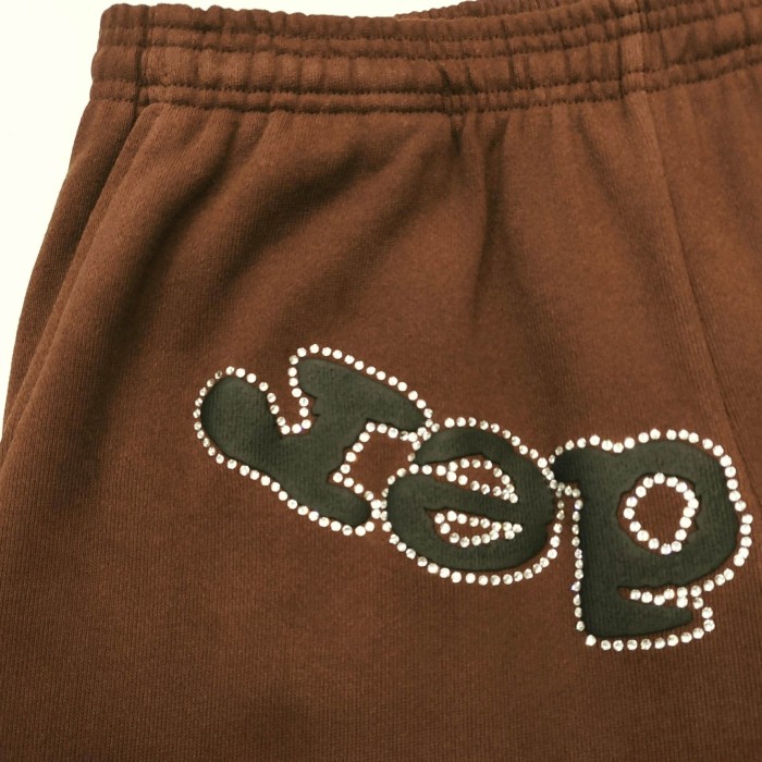 [Big & Tall for weights up to 220 lbs]1:1 quality version Rhinestone Black Letter V2 Brown Hoodie & Pants Set 28893165
