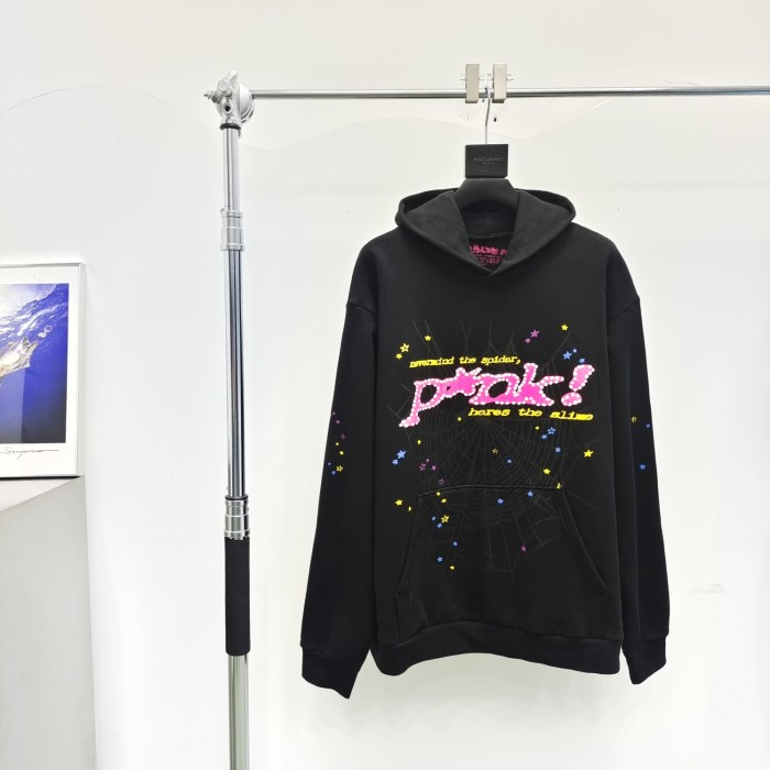1:1 quality version Pink Letter Star Spider Web Hoodie & Pants Set