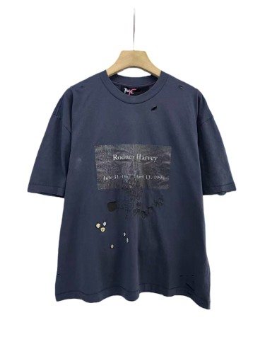 Commemorative Slogan Print Embroidered Washed Version Tee 28756298