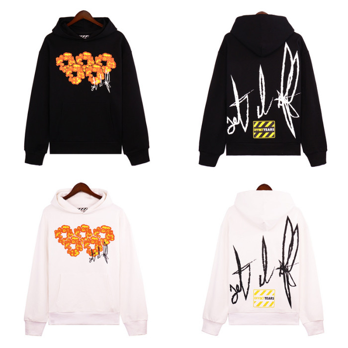 Kapok Floating Letter Print Hooded Sweatshirt 2 colors