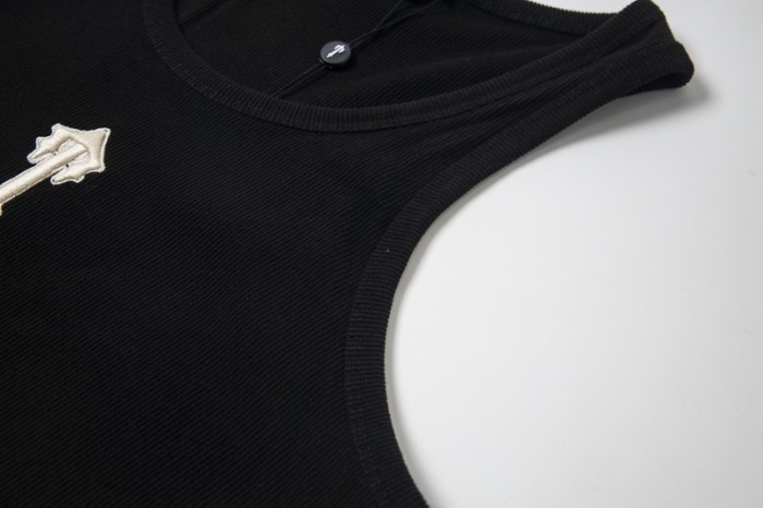 Relaxed Fit American Street Style Ribbed Fabric Trapstar Logo Embroidered Tank Top Vest 29082071