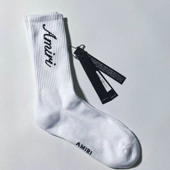 1:1 quality versio Cursive letters embroidered logo bone print mid-calf socks 24 colors