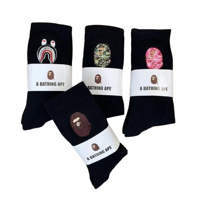 28351350 Shark Camouflage Ape Head Embroidered Mid-Calf Socks 20 colors