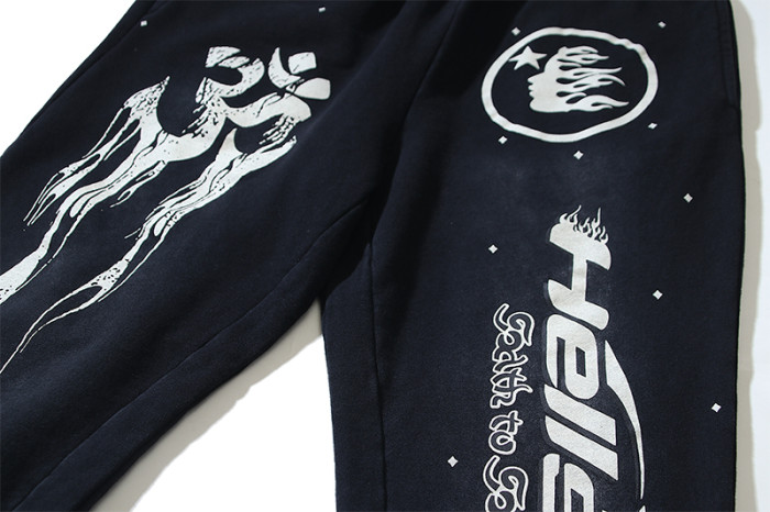 Full Star Creative Letter Logo Washed Version Hoodie & Pants Set 2 colors